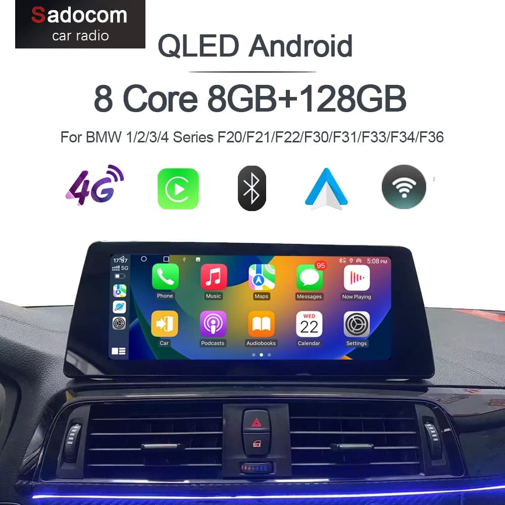 10.25 "Carplay Android 12 8G + 128G 8Core GPS Autoradio Lettore Multimediale Per BMW Serie 1/2/3/4 F20/F21/F22/F30/F31/F33/F34/F36