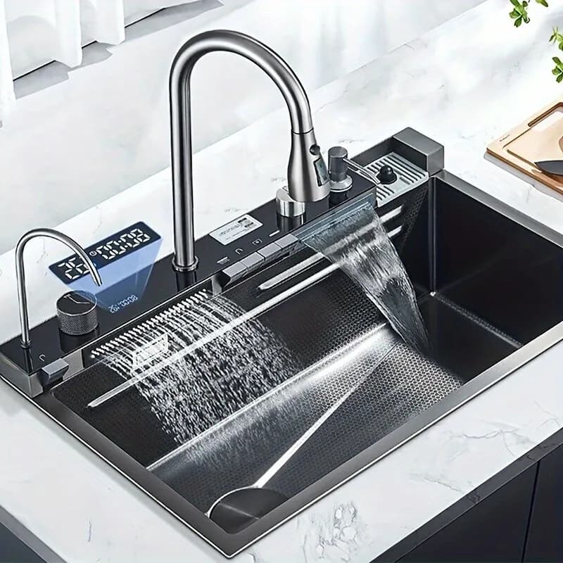 Lavello da cucina sottopiano grigio 29,5'' x 17,7'' Smart Kitchen Sink a vasca singola da incasso