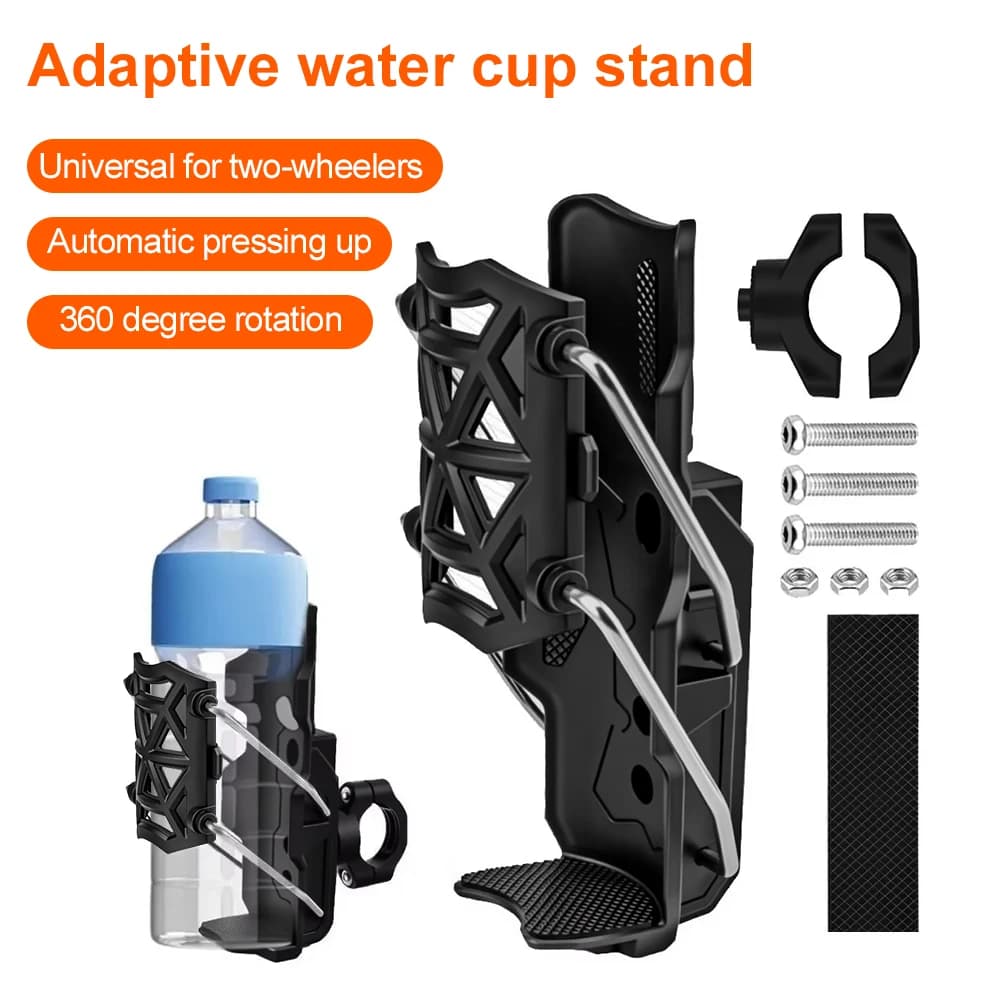 360° Adjustable Bike Cup Holder Water Bottle Cage for Road MTB E-Bike Outdoor Riding Motorcycle Handlebar Mount
