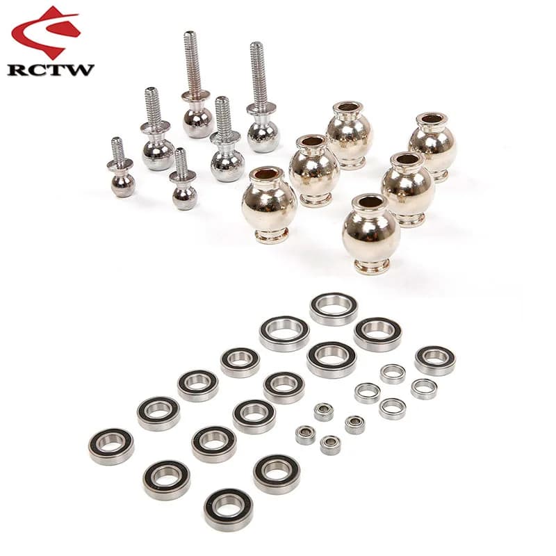 RC CAR Metallo Intero Veicolo Sfera Testa Ammortizzatore Ammortizzatore Sfera Set Modello Cuscinetto Kit per 1/5 HPI ROFUN ROVAN BAJA KM 5T 5B 5SC