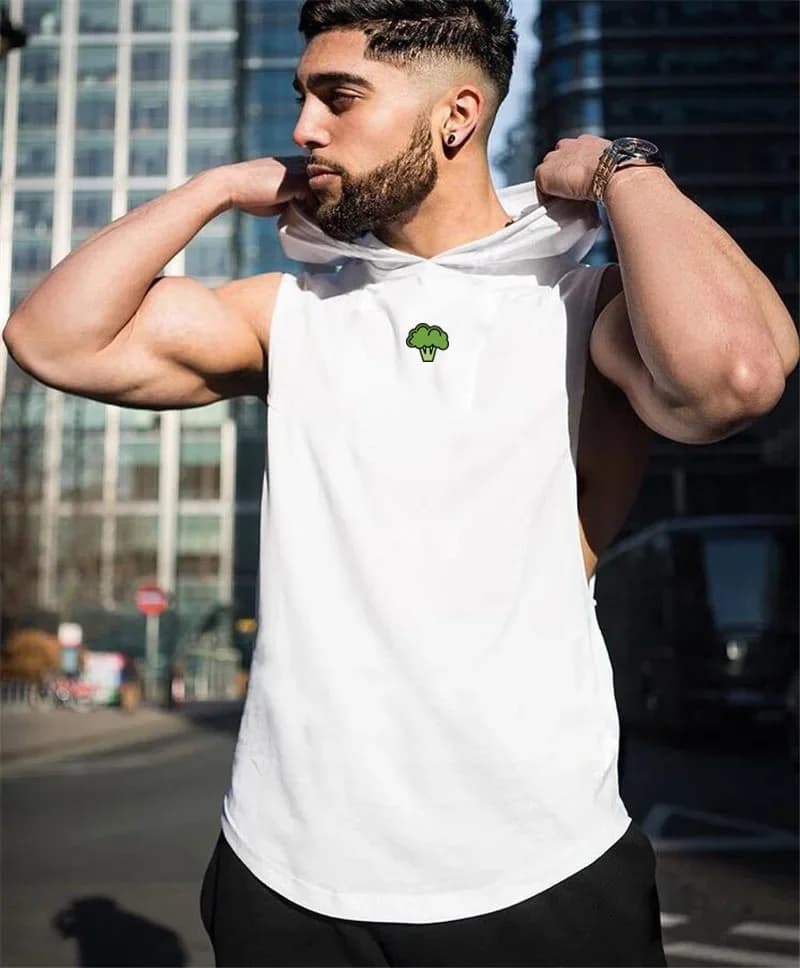 Canotte estive con cappuccio Uomo Abbigliamento da palestra Felpe con cappuccio fitness Bodybuilding Stringer Canotta Canottiere da allenamento Camicia sportiva senza maniche
