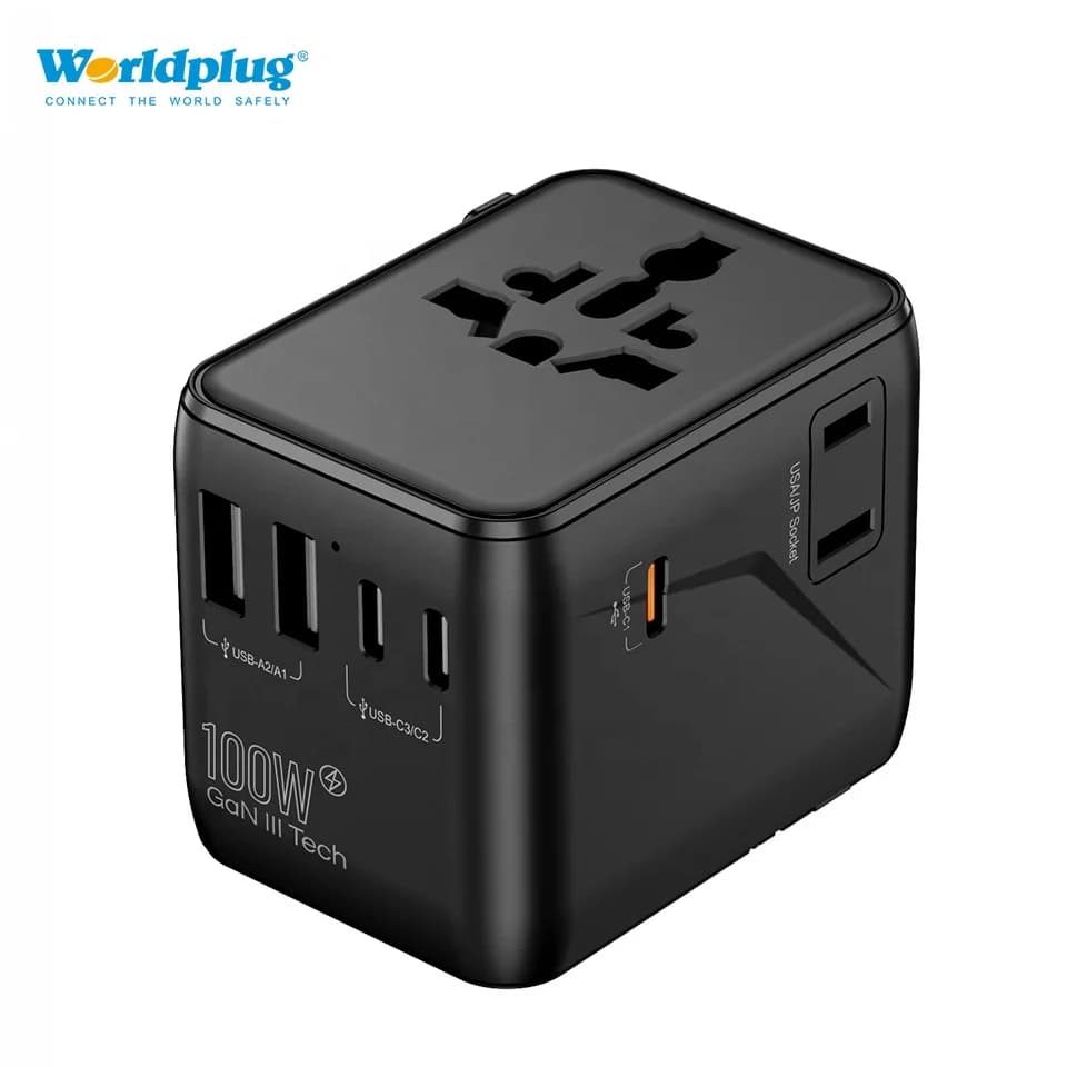 PD 100W GaN Fast Charger Universal Travel Plug Socket International Adaptor Worldwide Plug Adapter