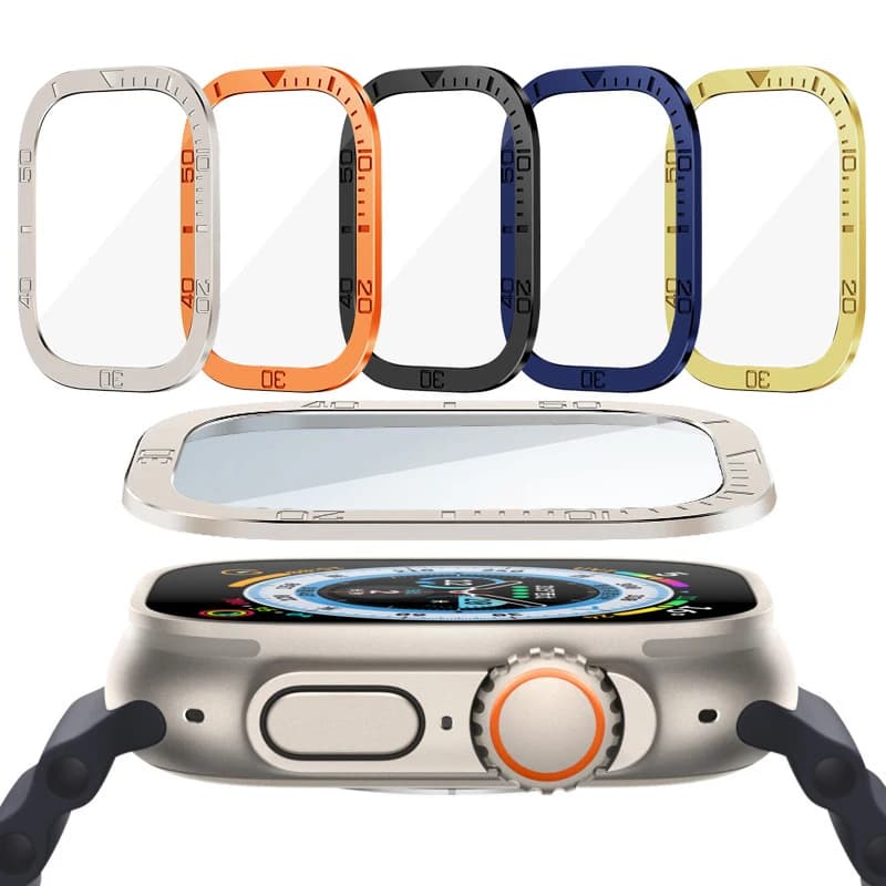 Vetro temperato per Apple Watch Ultra 3 2 Protezione schermo da 49 mm Telaio in metallo antigraffio per accessori IWatch Series Ultra 49 mm