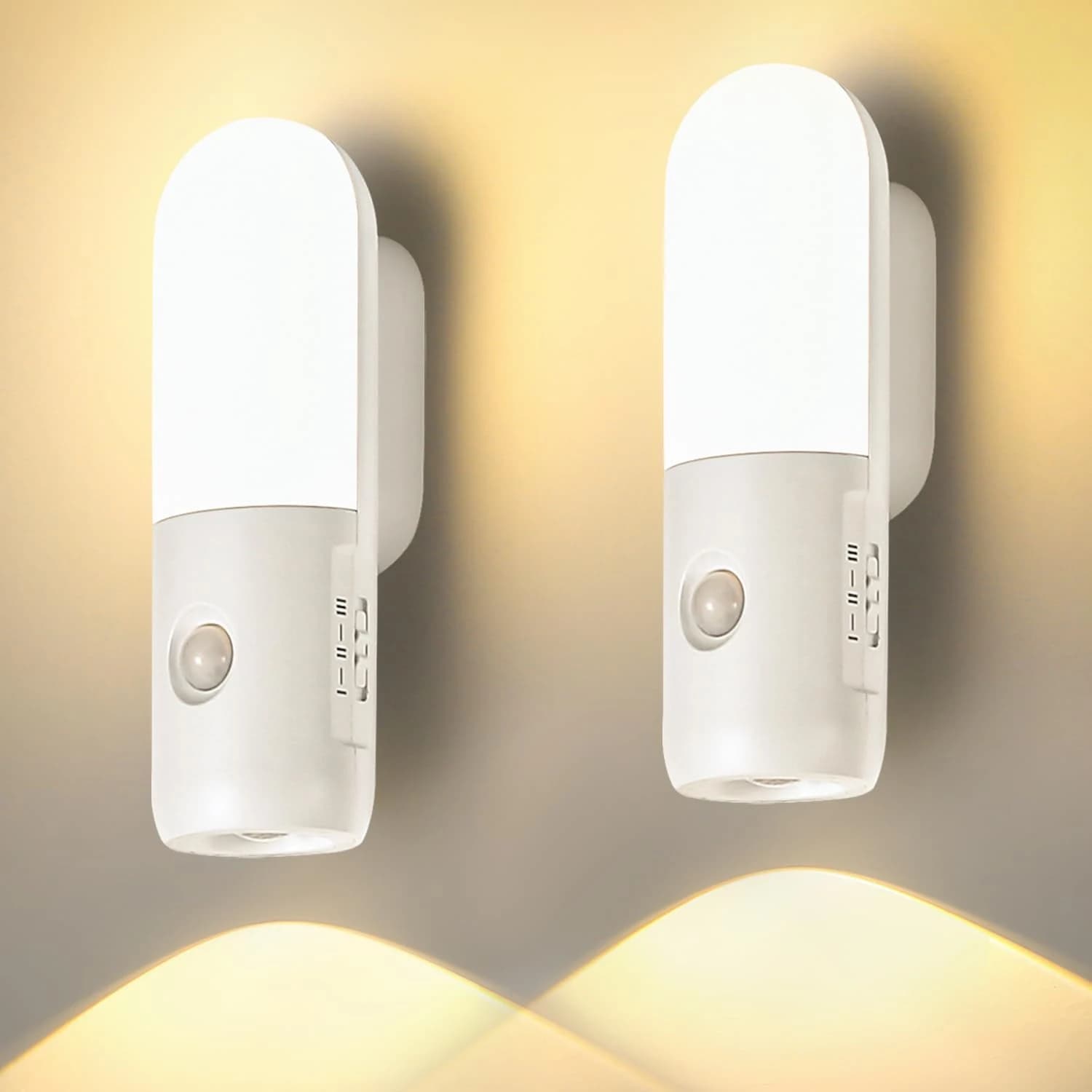 Luce notturna USB a batteria con sensore di movimento, confezione da 2, illuminazione per scale a LED con sensore di movimento e batteria da 2000 mAh, 3 temperature di colore