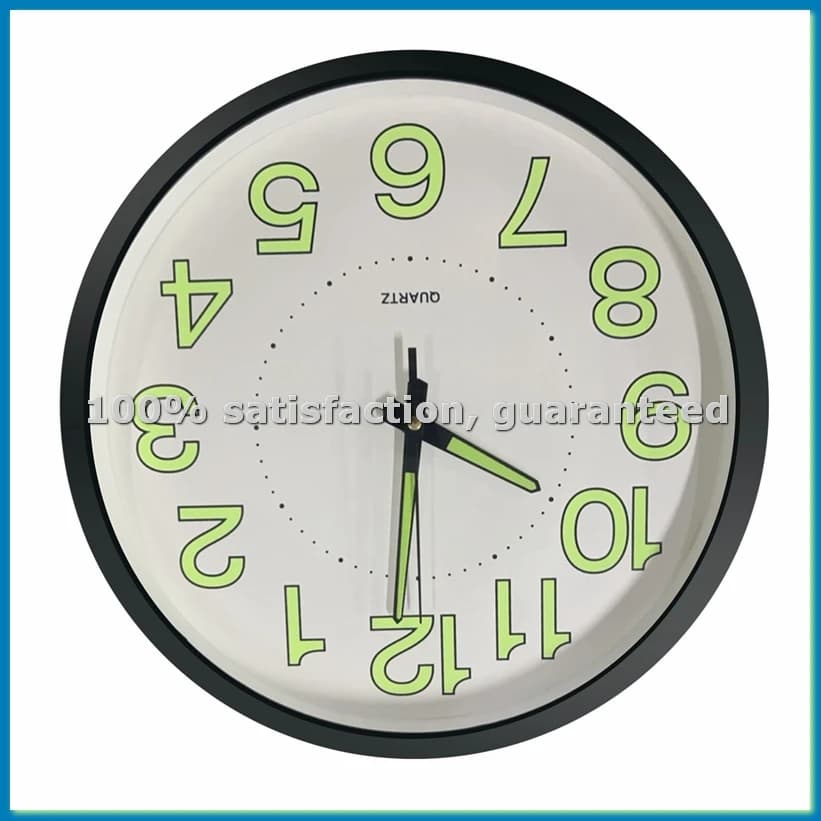 12 inch / 30 cm silent bright wall clock with night light that lights in the dark, round clock, living room decoration-