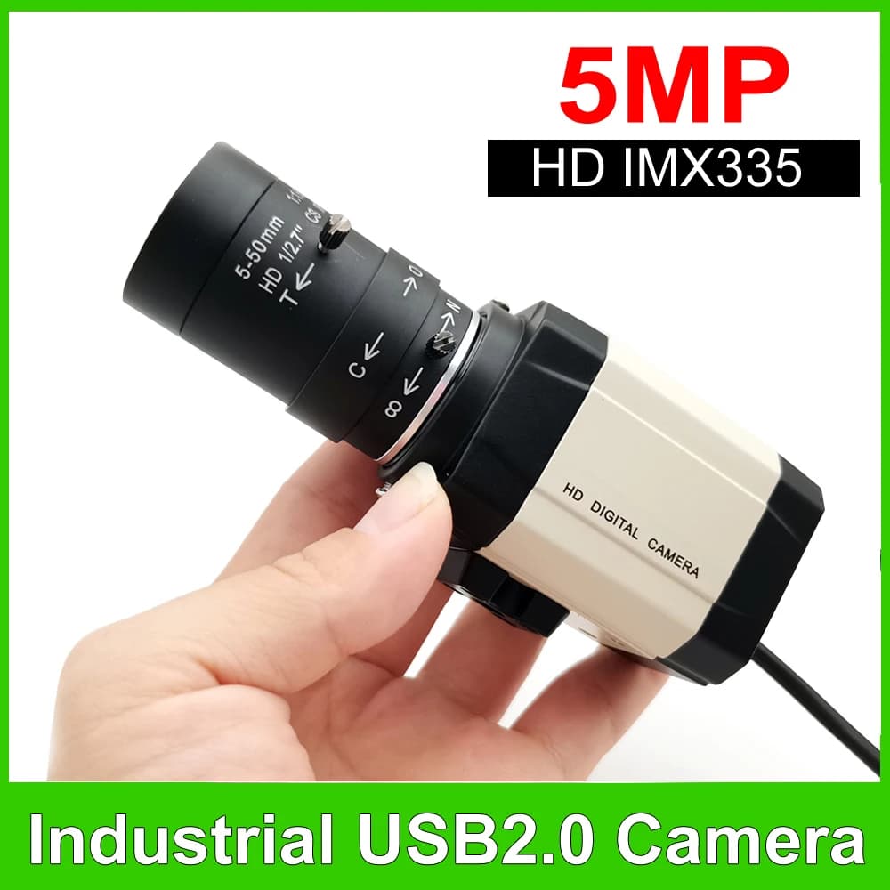 Industrial USB Webcam 5 MP 30 fps IMX335 with CS lens varifocal 2,8-12 m/5-50 mm 2K 4MP F5253 USB camera OTG UVC Plug And Play