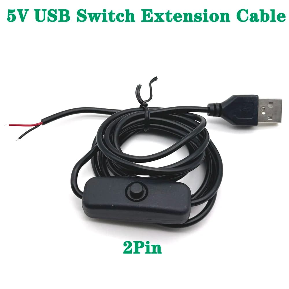 Cavo di prolunga USB da 1,5 m a 2 pin 5V con pulsante di accensione/spegnimento USB-C per illuminazione a LED, cavo di alimentazione universale fai-da-te