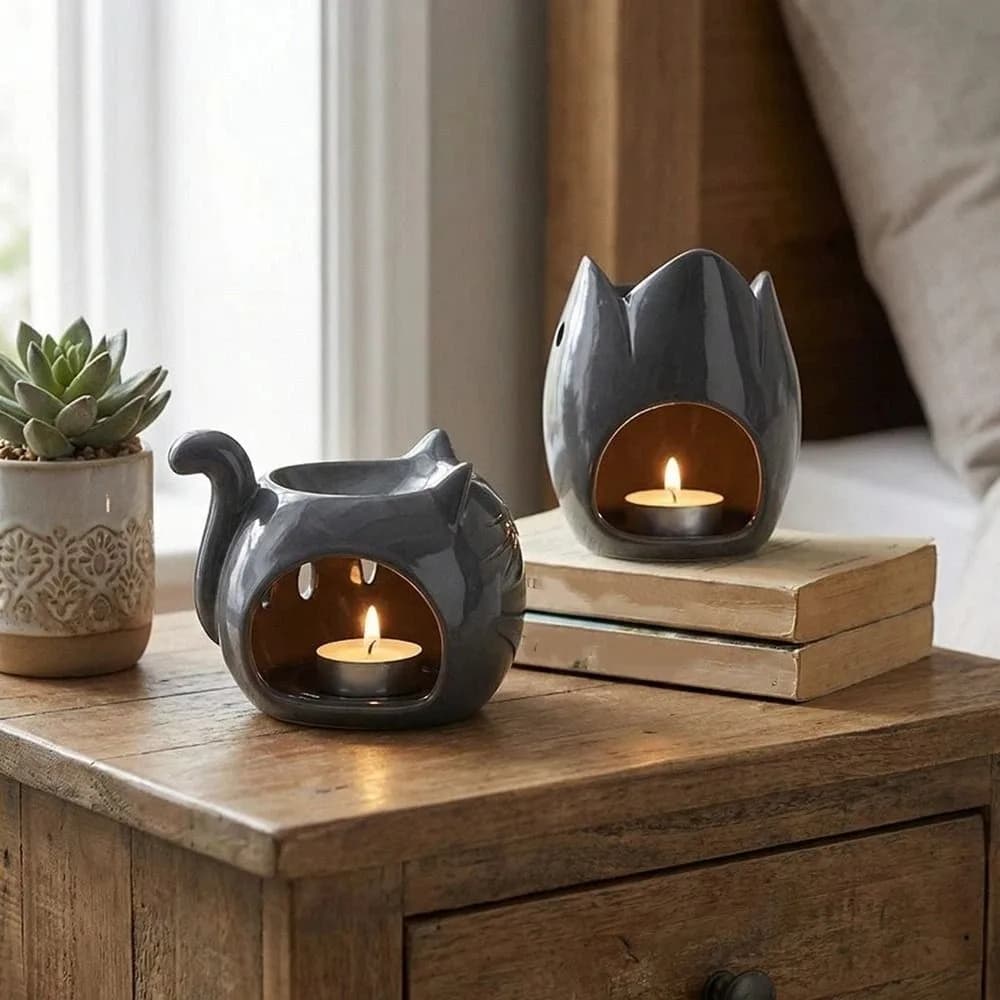 Ceramic Incense Burner Cartoon Animal Heat-resistant Oil Diffusion Furnace Hollow Out Candle Heating Holder Home Office Decor