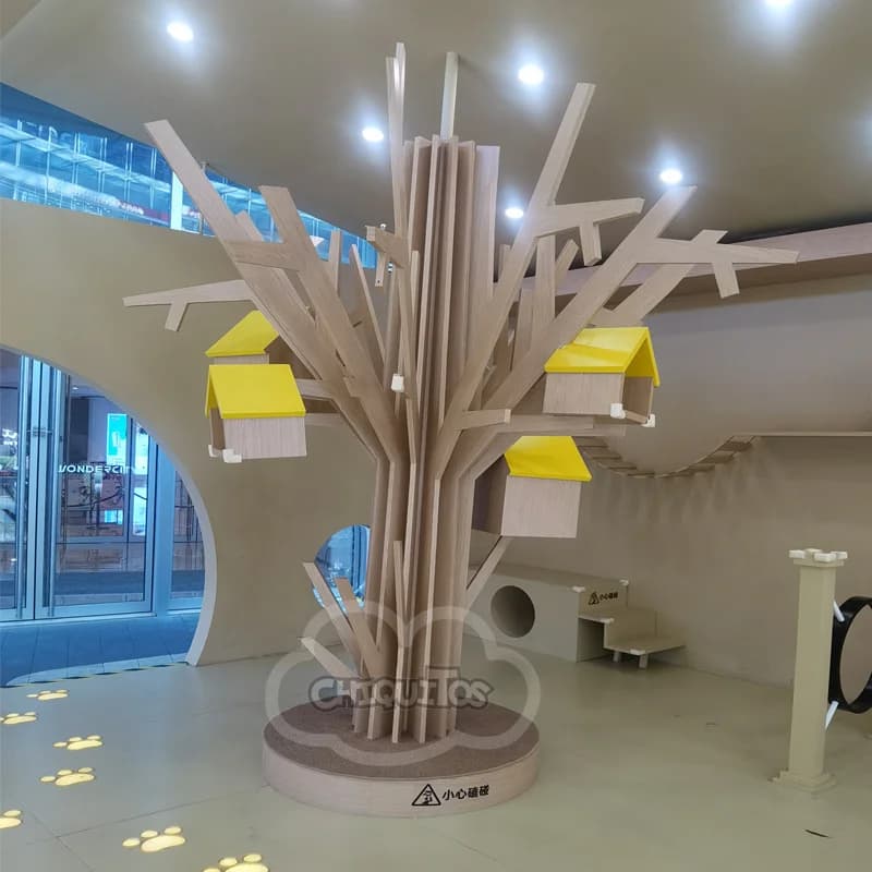 Chiquitos Grandi alberi per gatti in legno Gioca a mobili Tiragraffi Moderno albero da soffitto per gatti Torre Albero con struttura da arrampicata per gatti multistrato