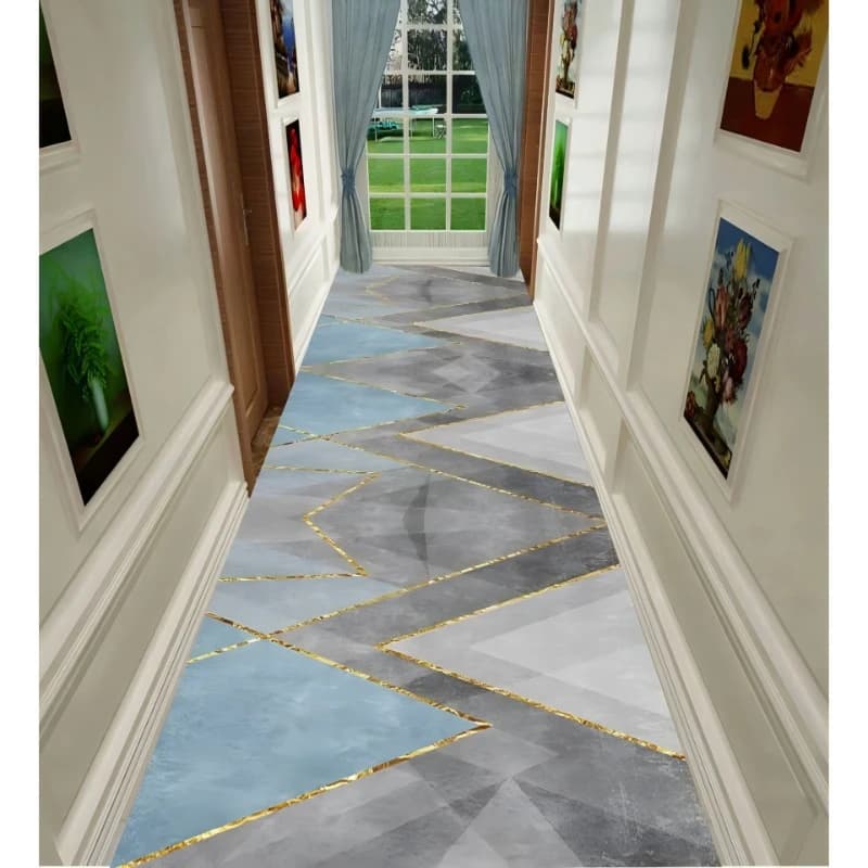 VIKAMA Tappeto moderno a strisce geometriche, antiscivolo, lavabile, per corridoio, ingresso, cucina, camera da letto, decorazioni per la casa