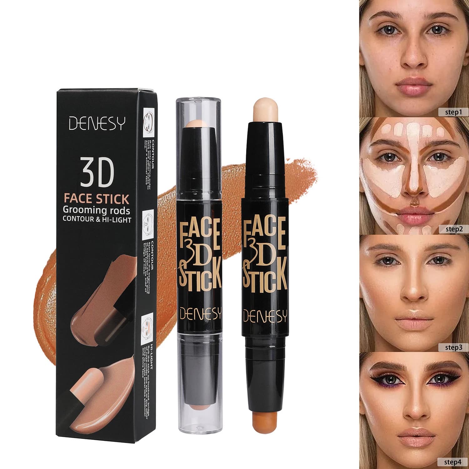 Bastone per toelettatura viso Impermeabile e duraturo Non staccare Trucco Pre trucco Crema base Ombra viso Penna schiarente
