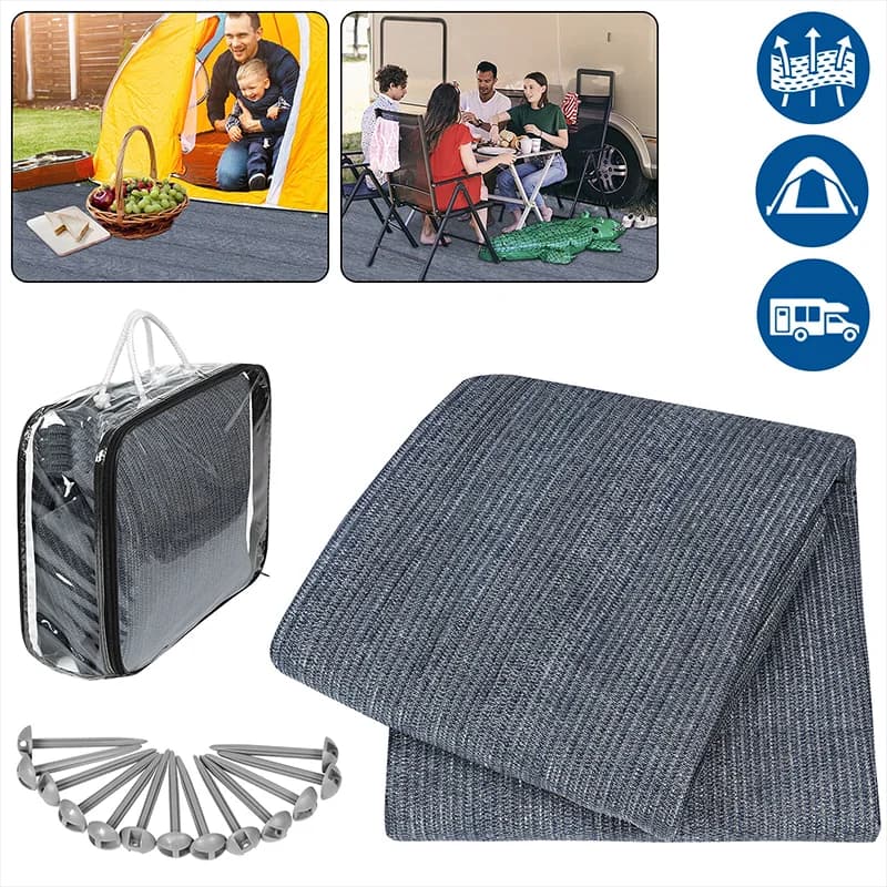 2.5x3 m camping mat with breathable mesh + 13 pads suitable for caravans mounted on a tent floor trailer