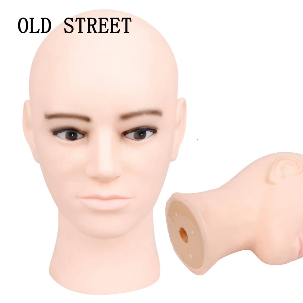 Testa di manichino maschile per espositore per cappelli Modello di manichino Occhiali Cosmetologia Uomo Pratica di allenamento in PVC Bambole calve per realizzare parrucche