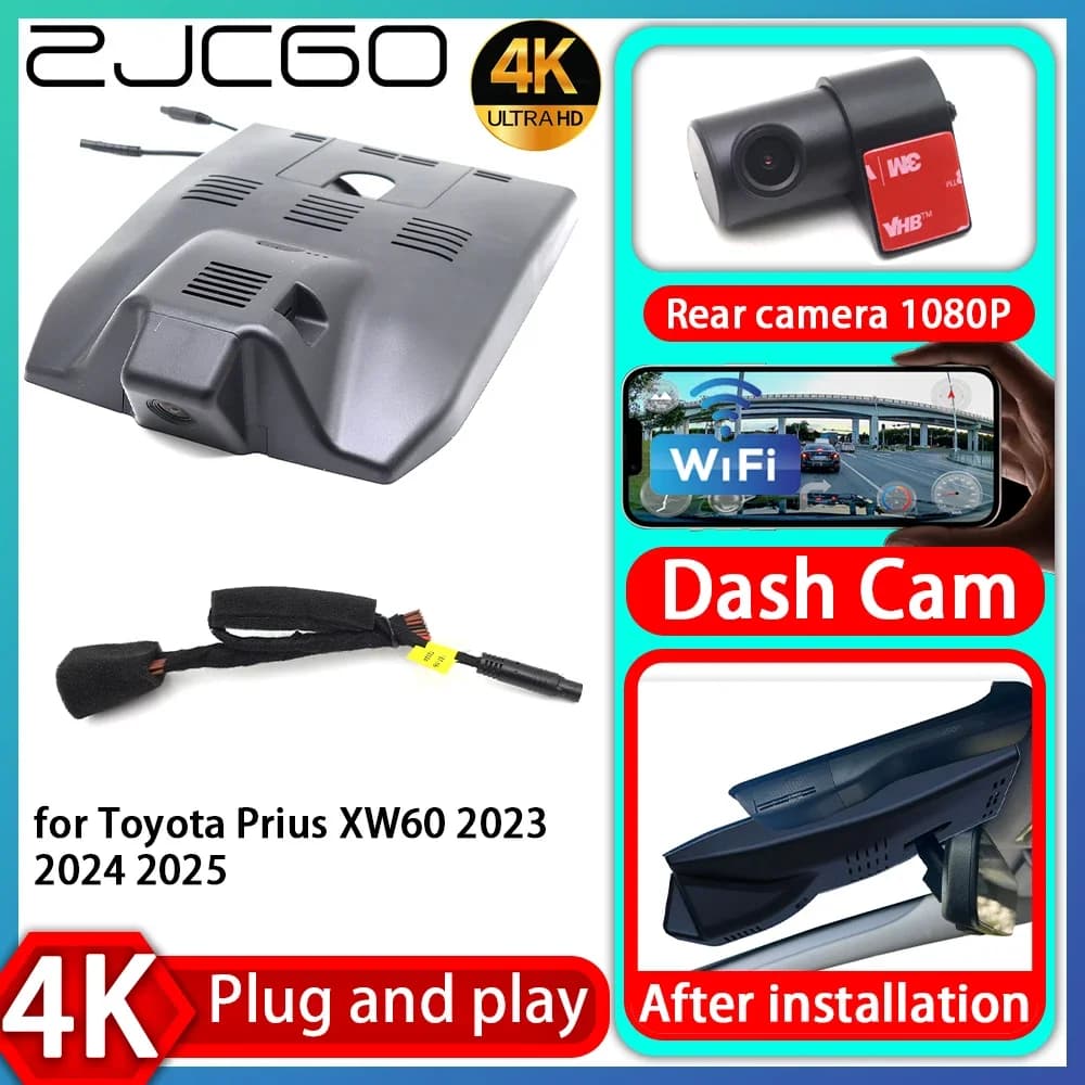 ZJCGO UHD 4K 2160P Plug and Play DVR Dash Cam Video for Toyota Prius XW60 2023 2024 2025