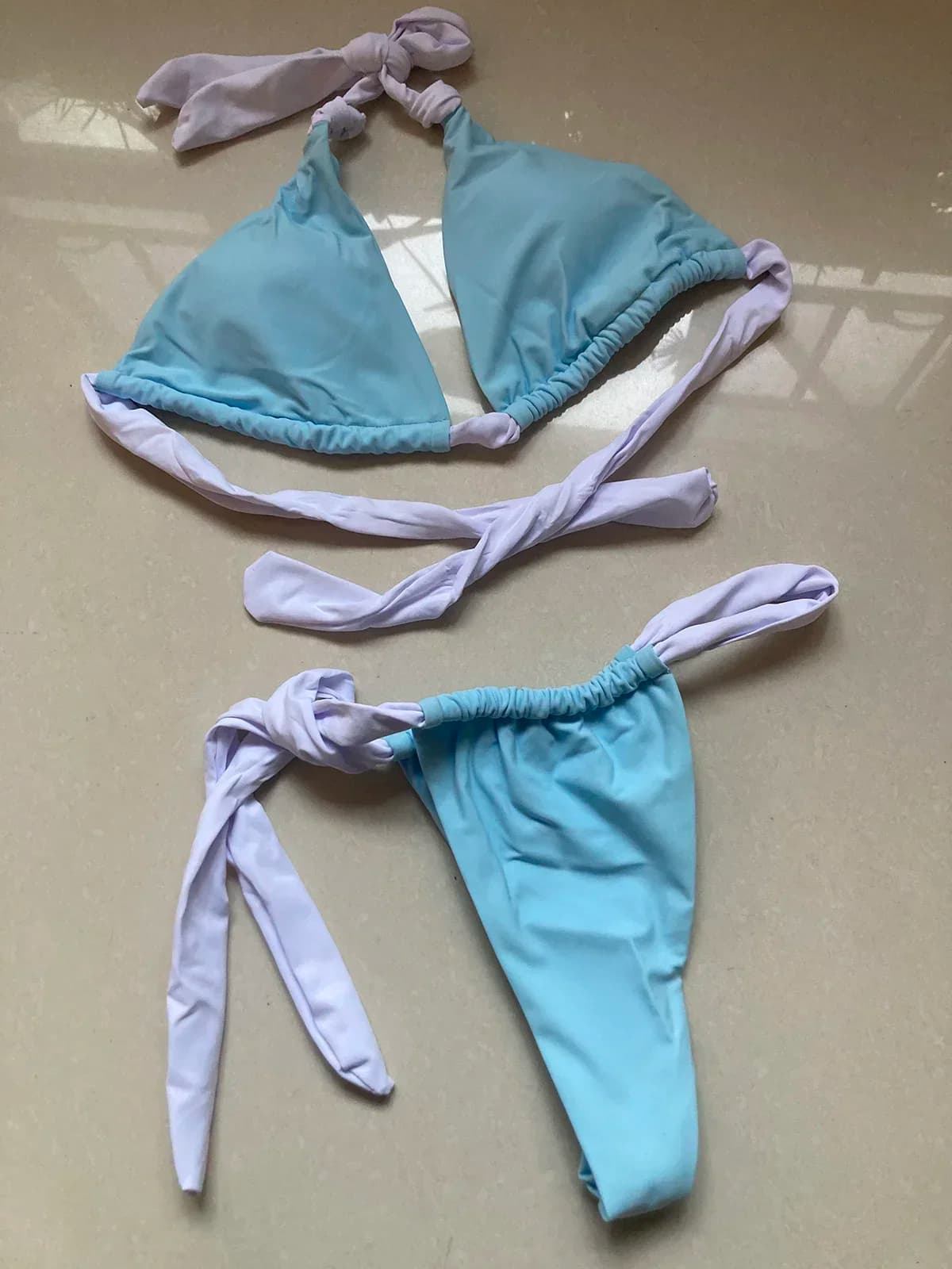 Costume da bagno bikini brasiliano push up a triangolo sexy Costume da bagno donna con fasciatura annodata Costume da bagno 2 pezzi String Bikini Costume da bagno Abbigliamento da spiaggia