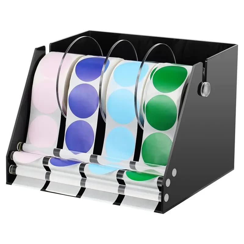 ABDJ-Adjustable Label Dispenser Sticker Dispenser Label Roll Holder Acrylic Tape Organizer Stand