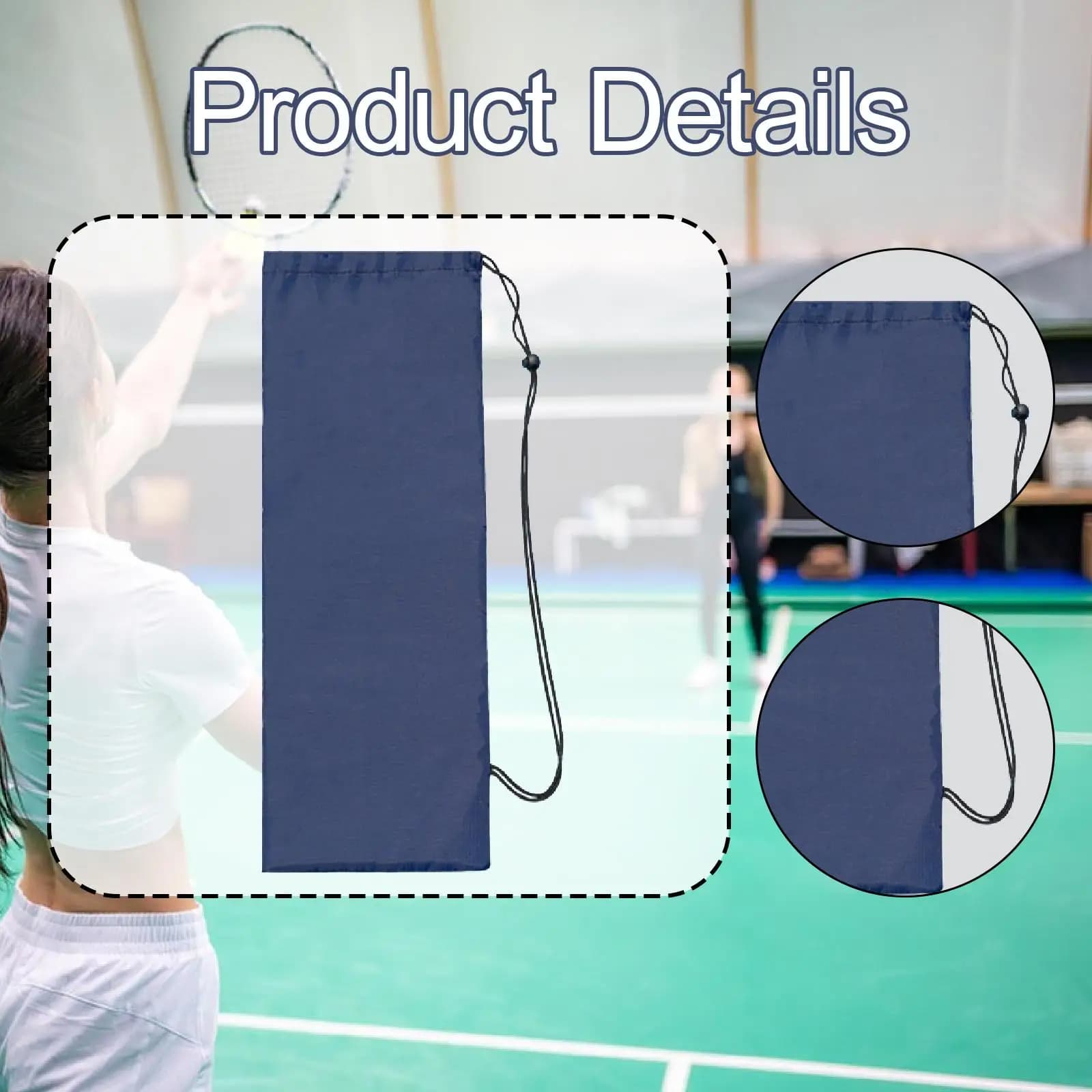 Organizer Bag for Badminton Rackets with Coulisse, Tennis Racket Case, for Gym, Men, Women, Beginners