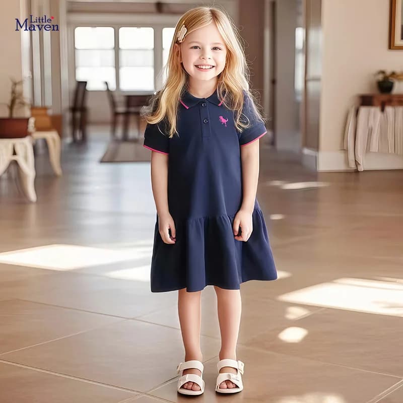 2025 Gonna per bambini con stampa a caldo Abito estivo a maniche corte per ragazze Gonna da principessa per bambini in puro cotone al 100%.