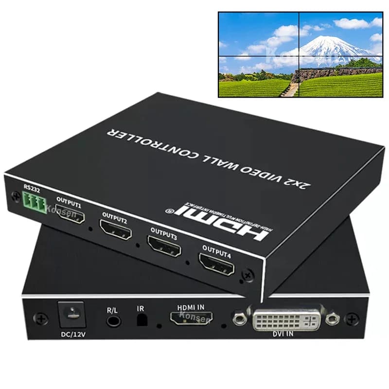 Video wall controller 2x2 TV junction processor 1080P 1x2 1x3 1x4 2x1 3x1 4x1 HDMI DVI for 4 screen video wall processor