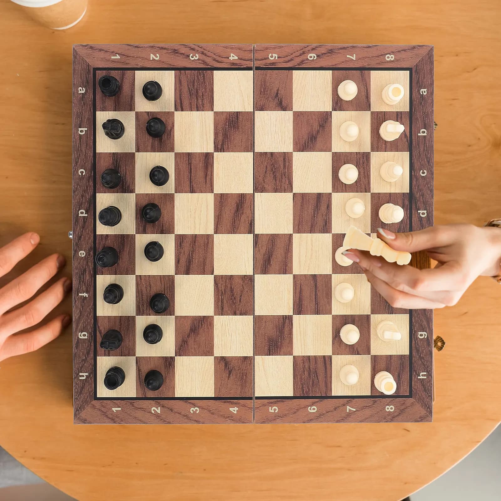 1Set Exquisite Crafted Folding Wooden International Chess Set Design Bright Clear Printing Safe for Portable