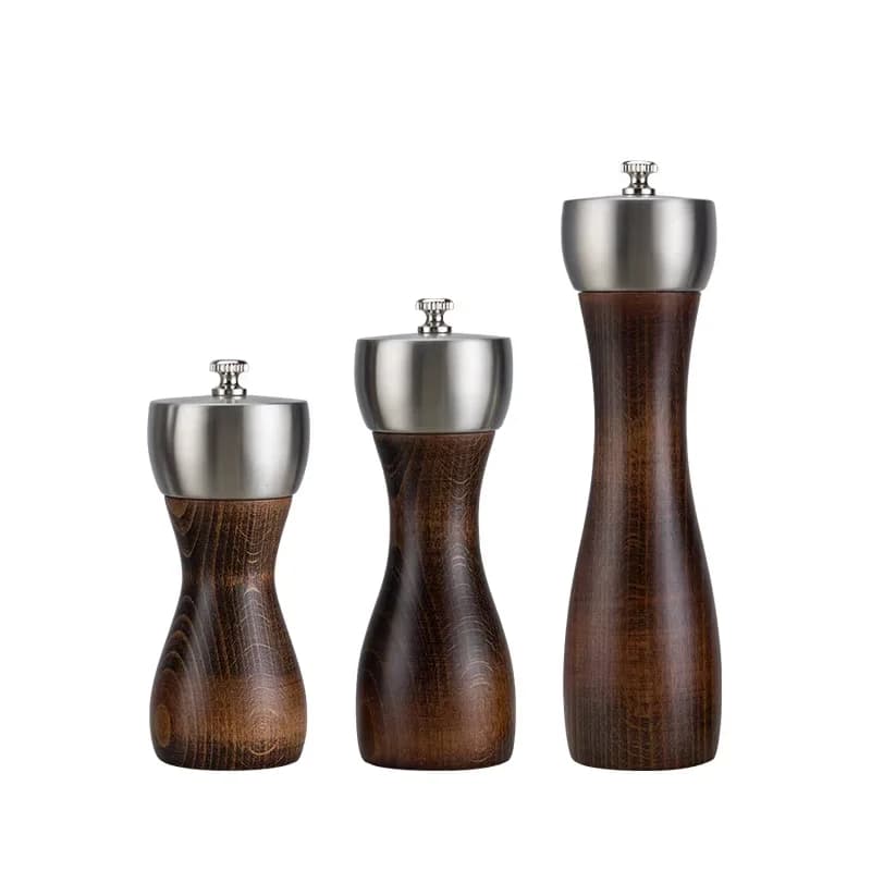 1 Pz Legno di faggio Sale e pepe Mulino Set Macinapepe con meccanismo in ceramica Macina sale regolabile Strumenti per spezie ricaricabili YY080