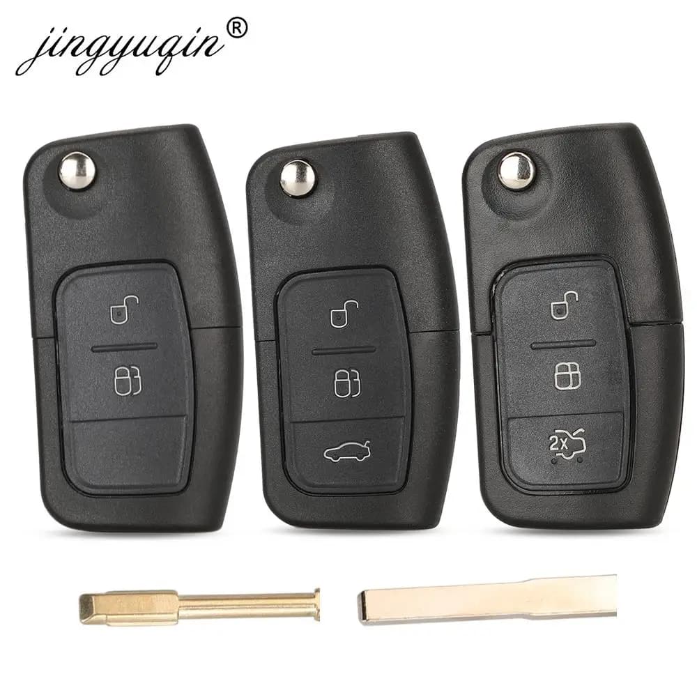 Jingyuqin 3 pulsanti modificati Flip pieghevole telecomando chiave auto Shell per Ford Focus 2 3 Mondeo Fiesta Galaxy C-MAX portachiavi custodia