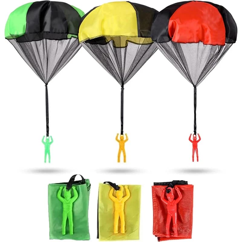 Children's outdoor parachute toys set: hand launched sports games, children's gifts, children's sensory games, soldiers, casual color, 3 pieces