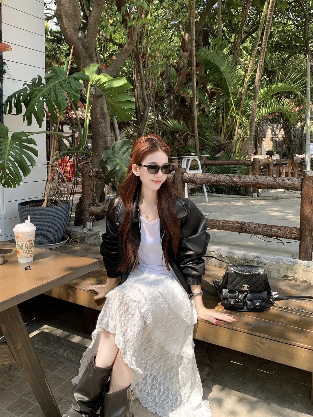 Elegant Black Long Sleeve Leather Jacket Women's Casual Loose Versatile Slimming Top for Summer 2026 New Style