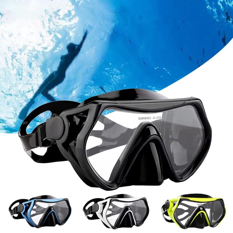 Occhiali da nuoto in vetro temperato per adulti Attrezzatura per sport acquatici Snorkeling Maschera per immersioni subacquee Occhiali trasparenti con montatura grande