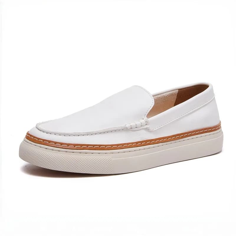 Scarpe Casual Sportive in Pelle da Uomo per Primavera e Autunno, Mocassini con Suola Spessa, Traspiranti, Sneakers in Vera Pelle per Esterni