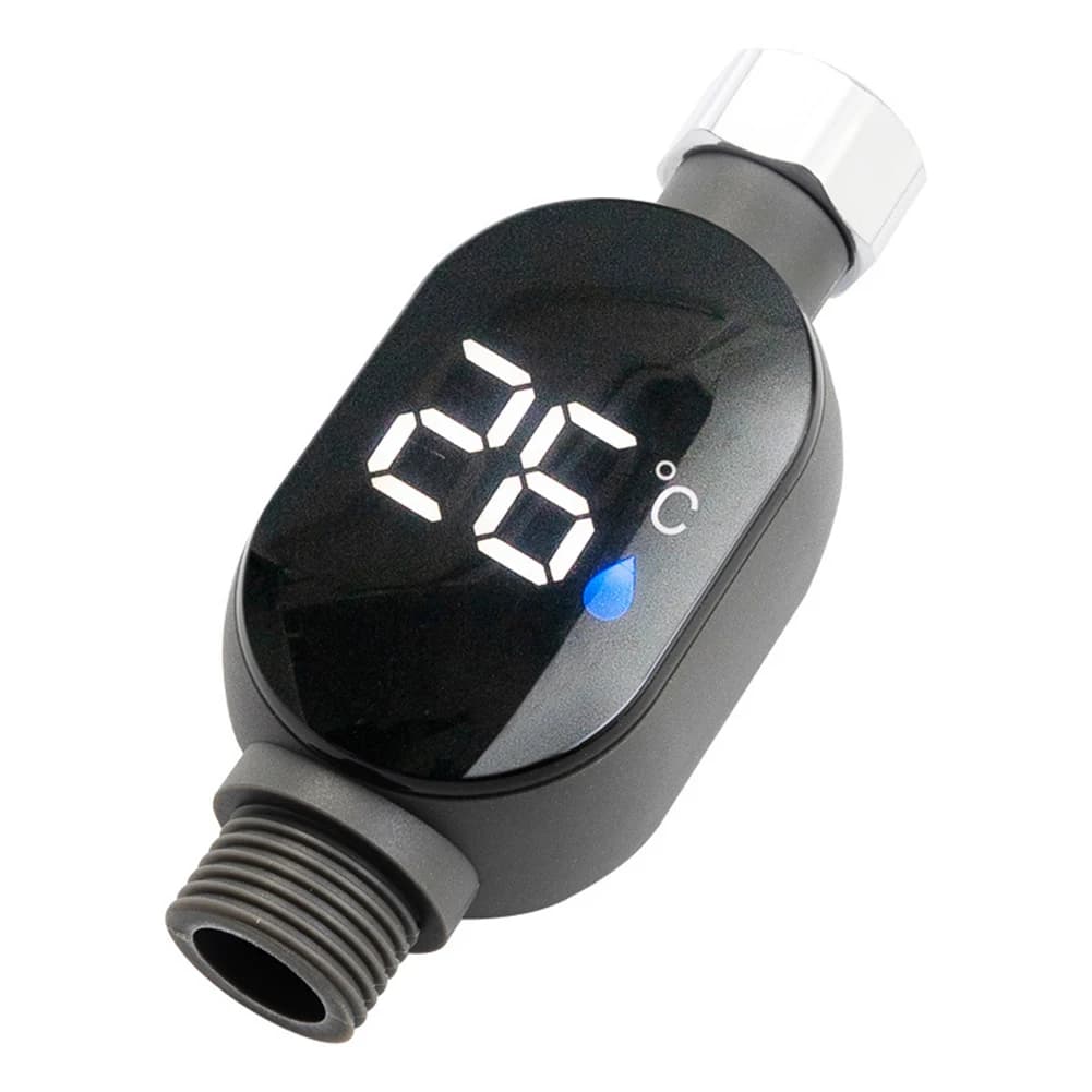 1pc Shower Water Thermometer LED Display 0℃~99℃ Bath Thermostat Intelligent Touch Activation Temperature Measurement Bathroom