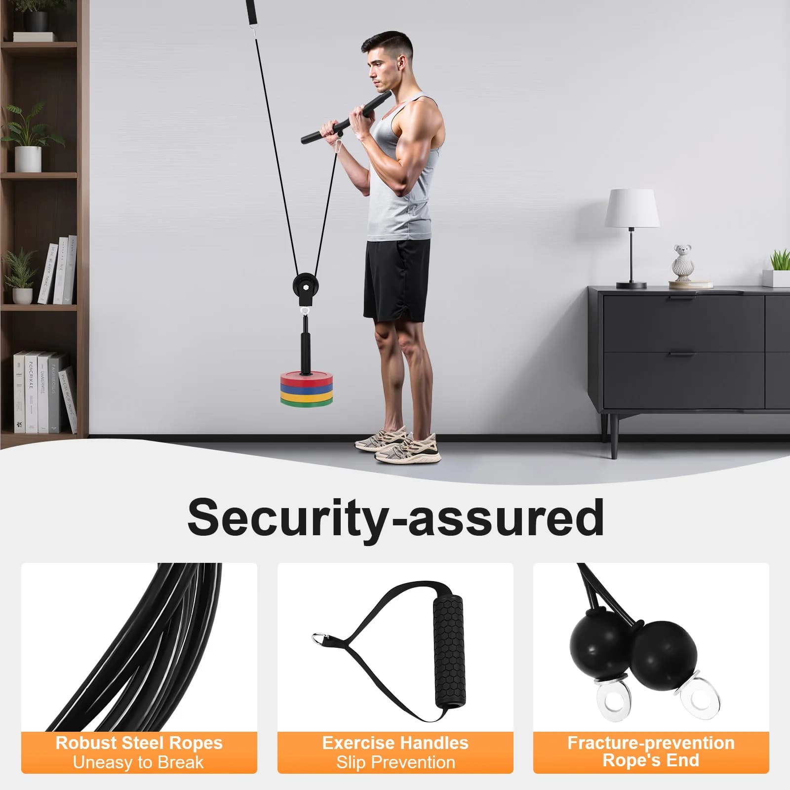 120kg Cable Pull Fitness System, Gym Muscle Training Cable, Weight Pulley System for Unisex Adults Pull Downs