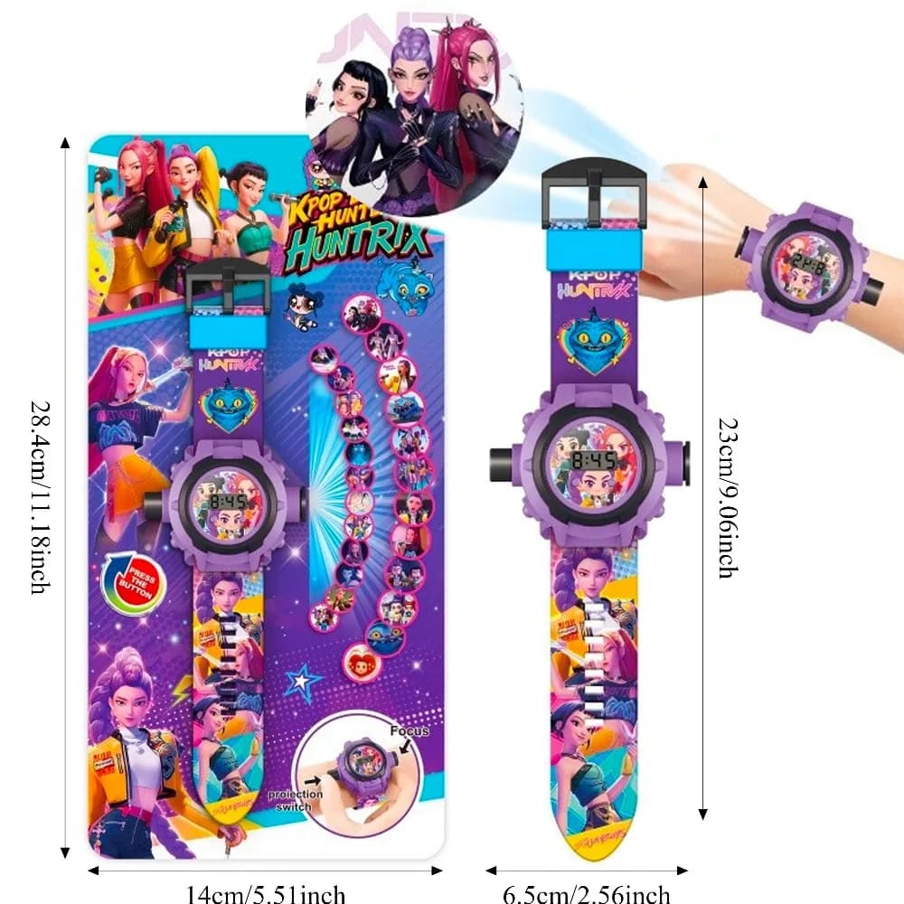 Orologio Proiettore K-POP Devil Hunter per Bambini, Orologio Elettronico Multifunzione con Braccialetto Giocattolo, Regalo di Compleanno
