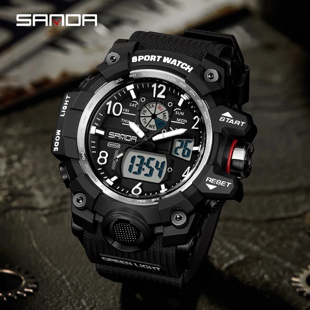 SANDA 30169 Top Orologio sportivo da uomo Orologio militare al quarzo Orologio da uomo impermeabile Orologio Vibrazione Relogo Masculino