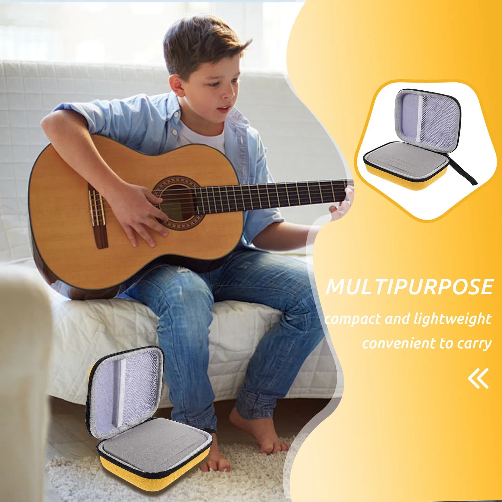 Guitar Pick Holder Bag Lightweight Portable Large Capacity Eva Nylon Construction for Guitar Picks Ukulele Banjo Mandolin