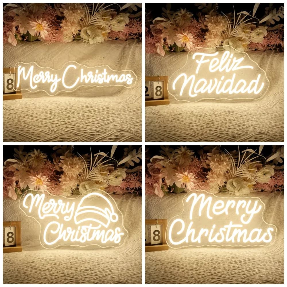 Buon Natale Led Neon Sign Wall Room Decor Home House Decorazione da appendere a parete Feliz Navidad Neon Light Personalizza regali