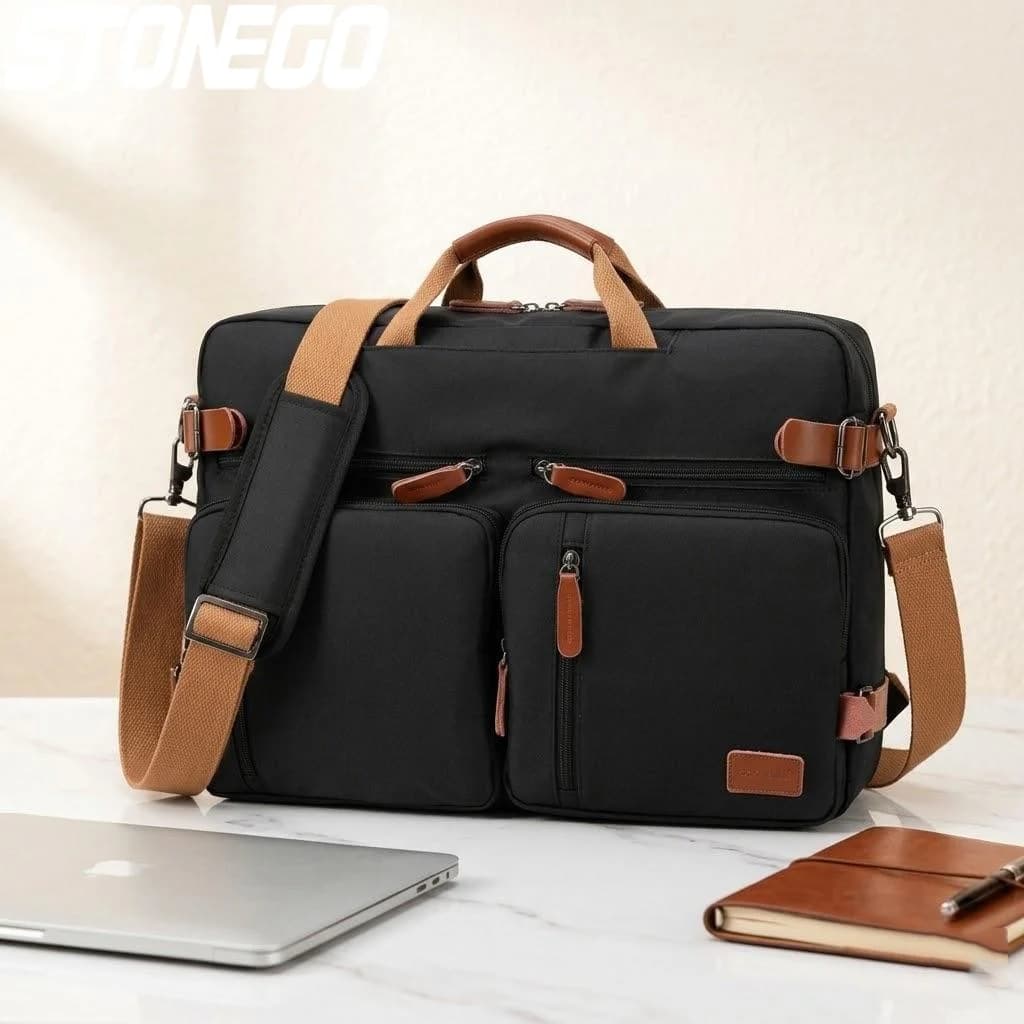 Zaino Impermeabile per Laptop da Uomo, Borsa da Viaggio Convertibile a Tracolla per Uomini, per Portatili da 15.6 e 17.3 Pollici