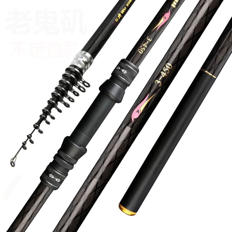 2.7M 3.6M 4.5M 5.4M 6.3M 7.2M Canna da pesca telescopica in carbonio Rock Canna ultraleggera Richiamo carpa Viaggio Oceano Canna da pesca spinning