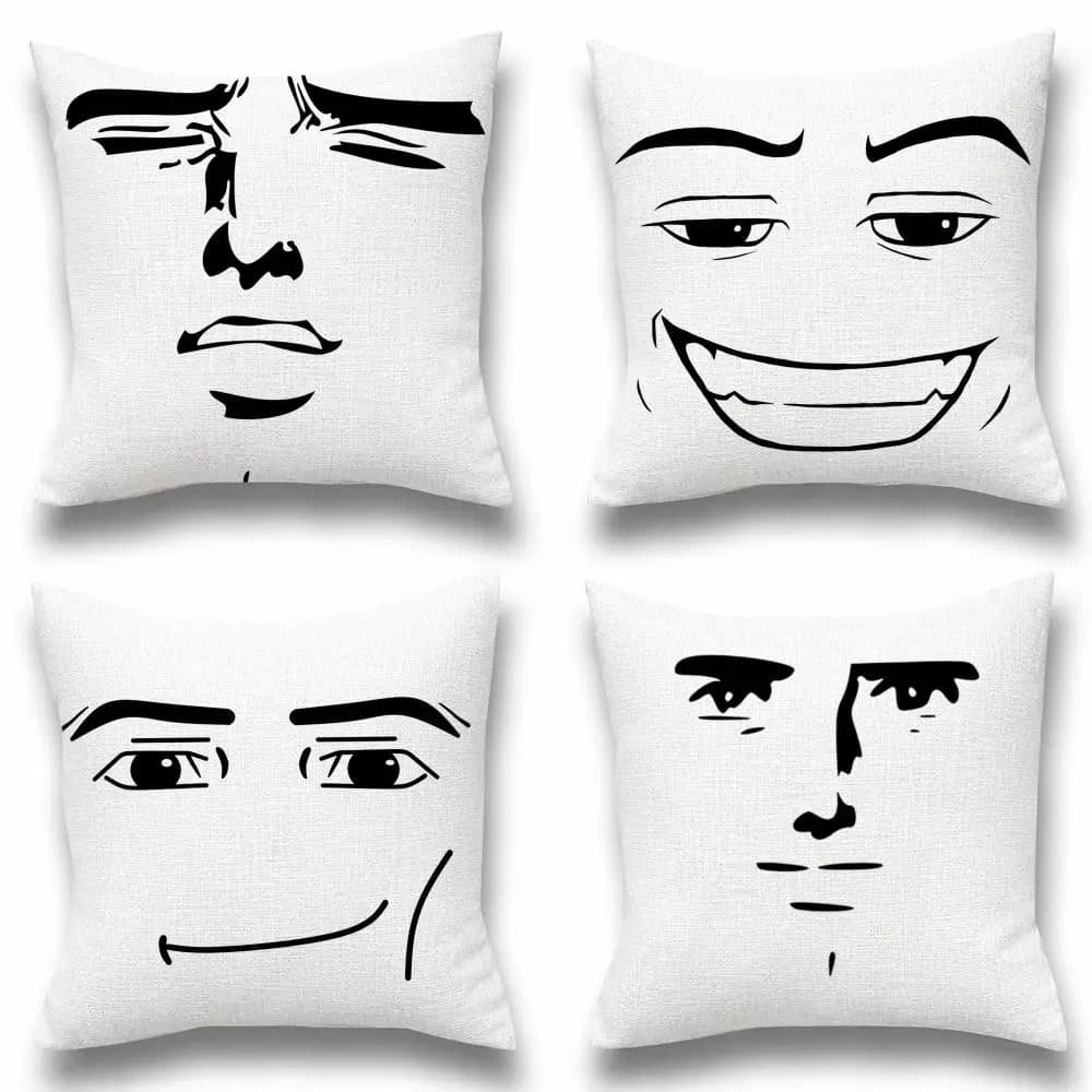 Pattern m-meme f-face Cushion Cover Natural Linen Breathable Cushion Covers Sofa Bedroom Decor Pillowcase