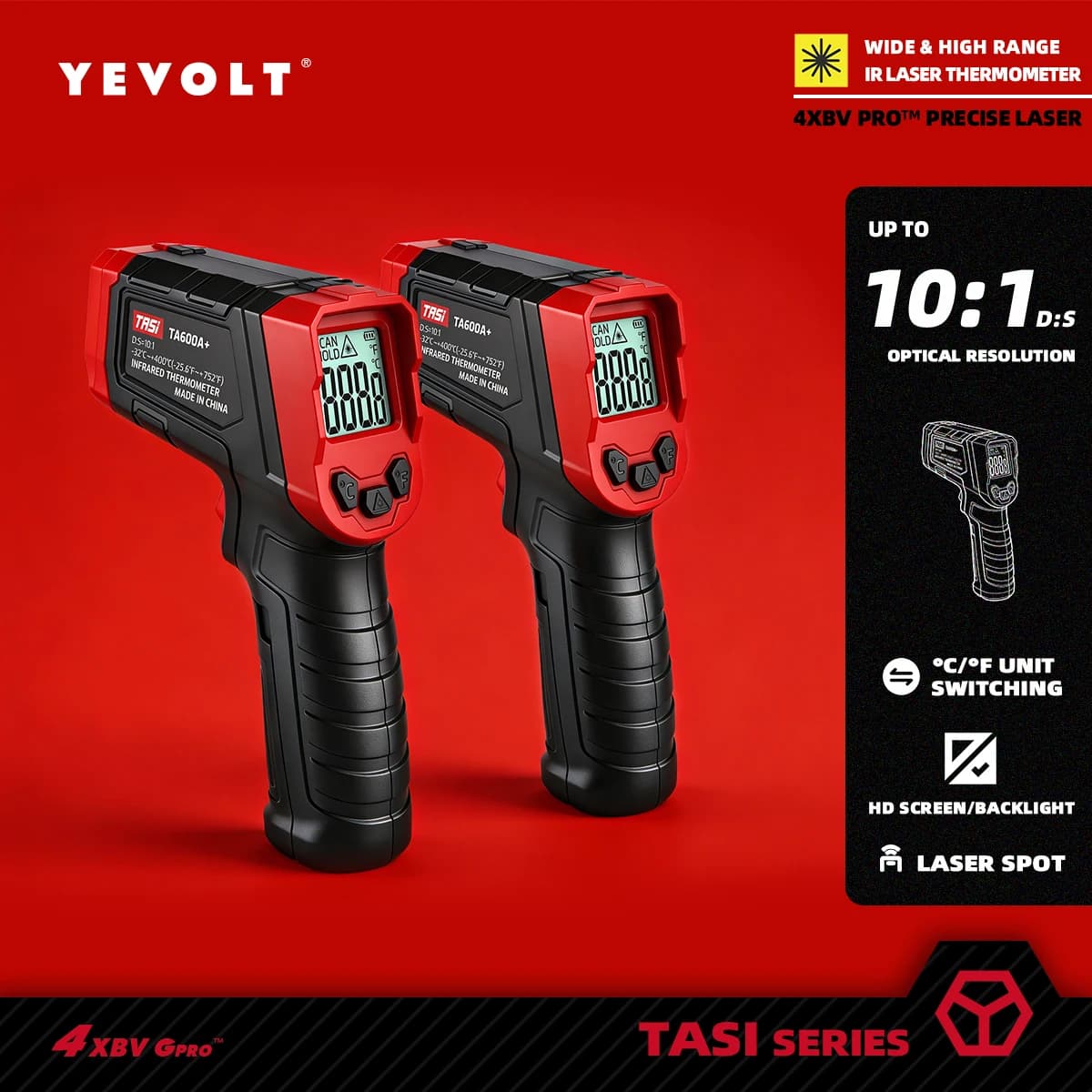 YEVOLT TA600+ Serie Termometro digitale a infrarossi Palmare Senza contatto IR Laser Temperatura del calore Pistola Punto Schermo HD per cucinare