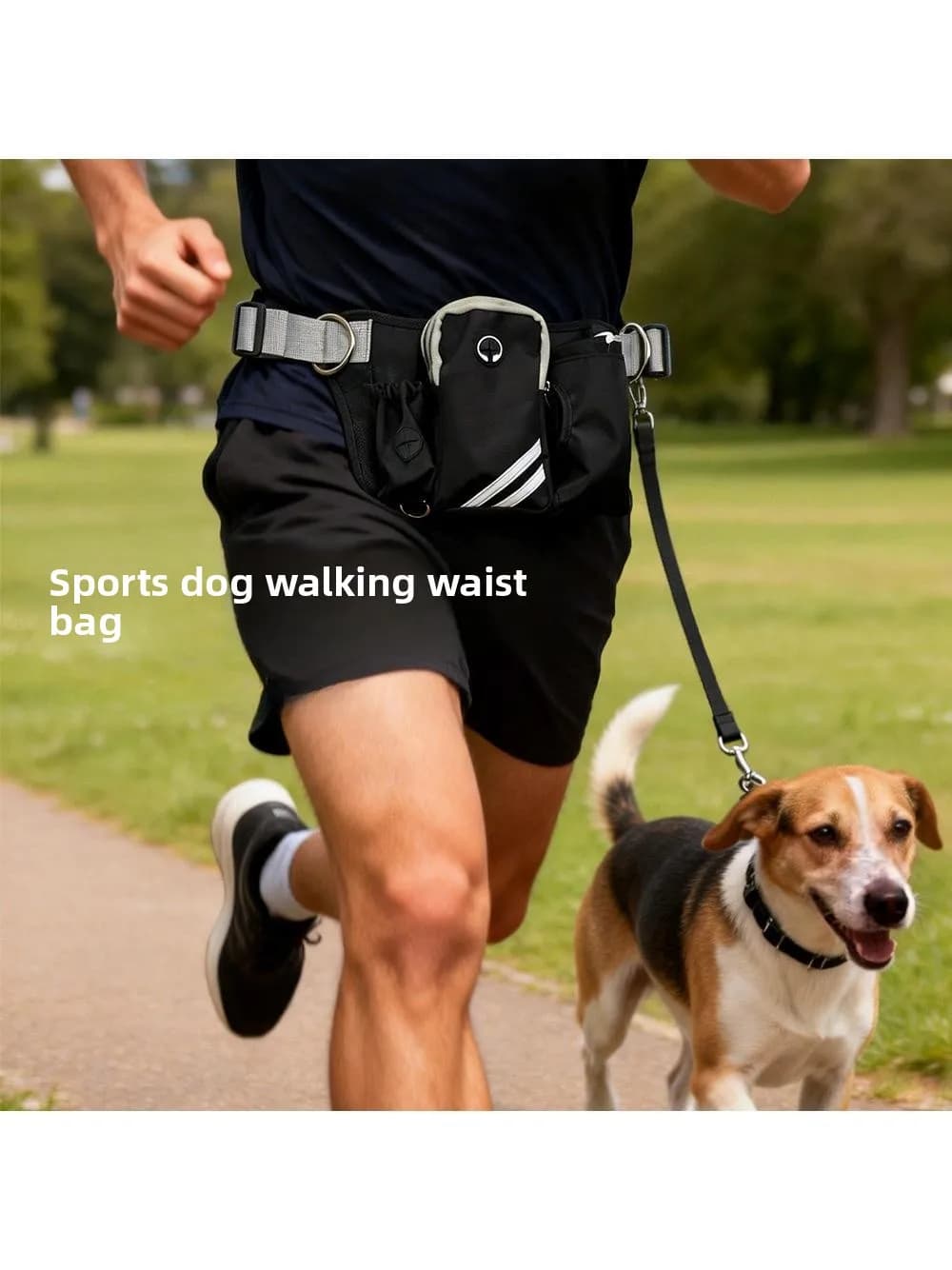 Borsa Leggera in Nylon per Addestramento Cani, Cintura da Corsa con Doppio Guinzaglio per Sport all'Aperto, Borsa Multifunzionale per Passeggiate e Addestramento Cani