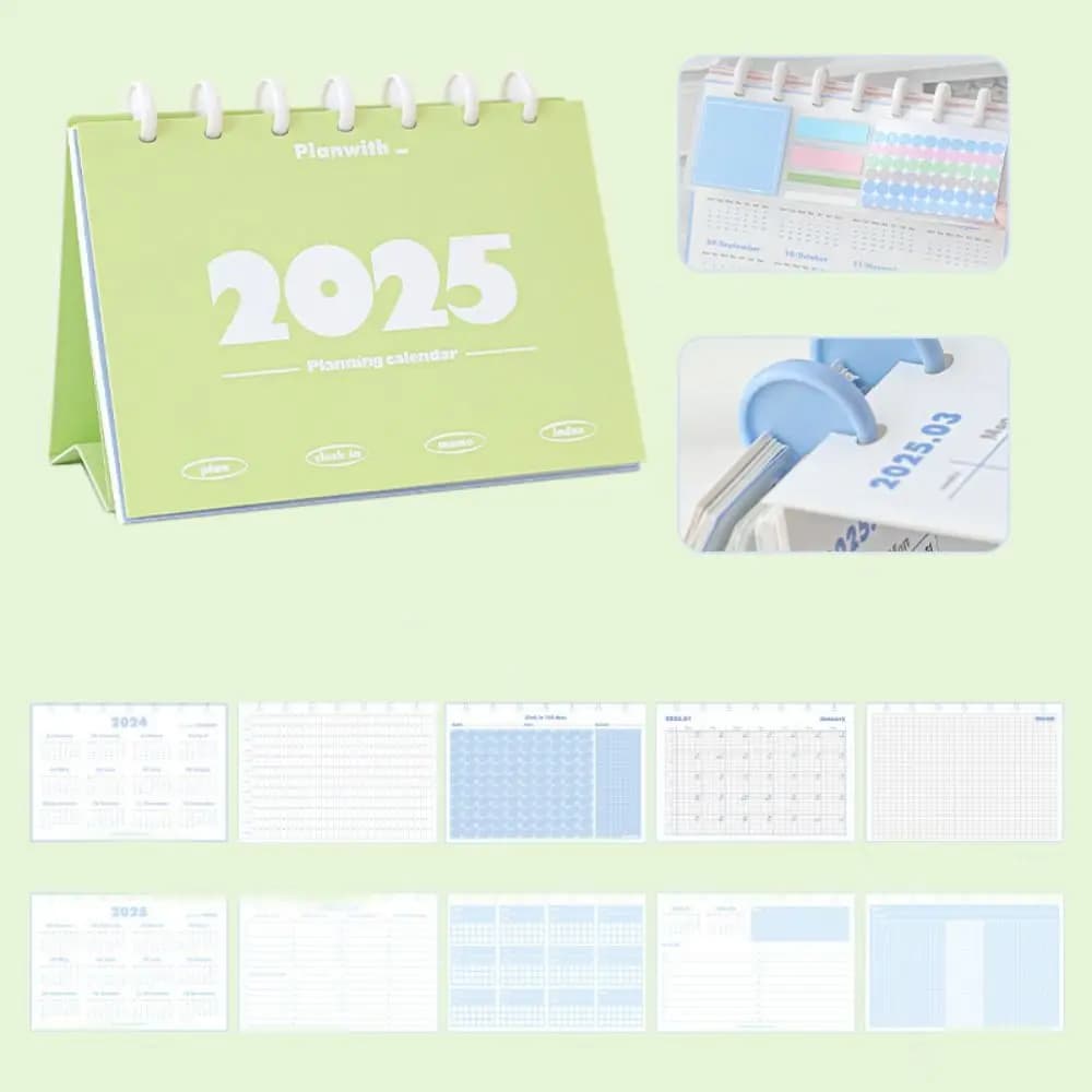 Pulsante a fungo INS 2025 Calendario da tavolo Spirale in piedi Flip Piano di apprendimento Calendario da tavolo Programma da tavolo Agenda Organizzatore Regali