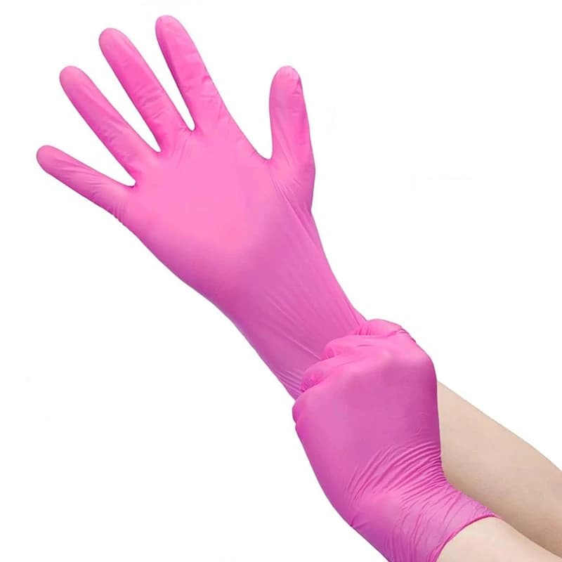 50 pezzi guanti in nitrile rosa guanti usa e getta senza lattice per cucina giardinaggio lavoro bellezza salone di bellezza guanti per la pulizia della casa