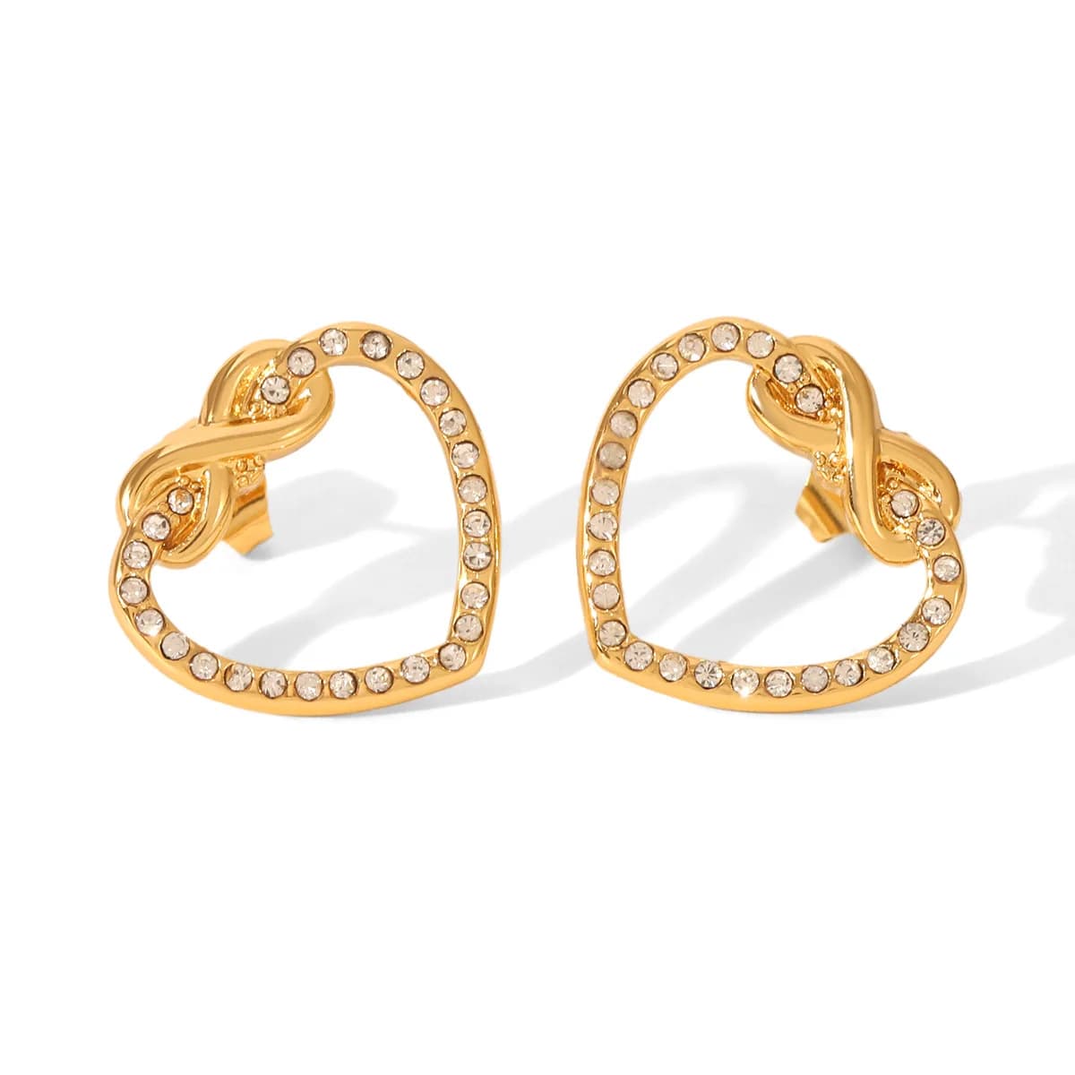 Jewelry heart earrings, diamond-encrusted studs, exquisite titanium steel ear jewelry, light luxury high-end accessories