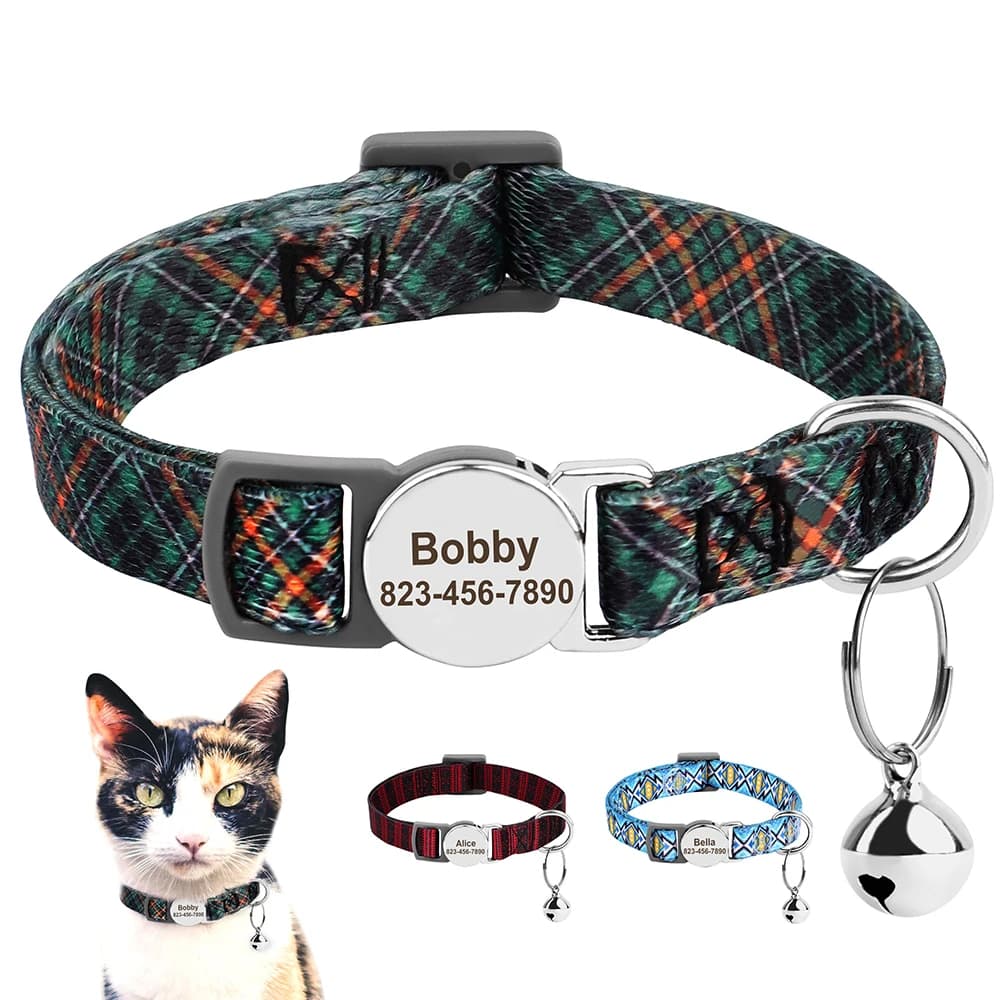 Collare per gatti in nylon a sgancio rapido Collana personalizzata per cuccioli di animali domestici Gattino Collana staccabile di sicurezza Personalizzabile regolabile per cuccioli di gatti