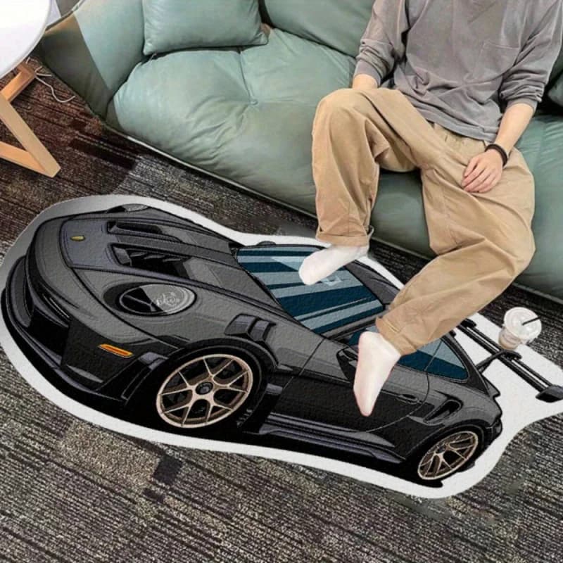 Tappeto decorativo VIKAMA elegante ispirato alle auto sportive, morbido e soffice, perfetto per camere da letto, soggiorni e decorazioni per la casa.
