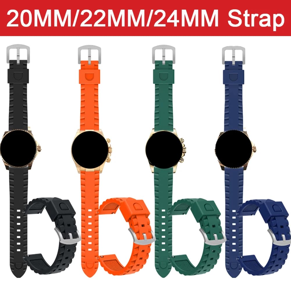 Cinturino in silicone morbido per 20mm 22mm 24mm cinturino per orologio intelligente a sgancio rapido cinturino sportivo accessori di ricambio per braccialetto fitness