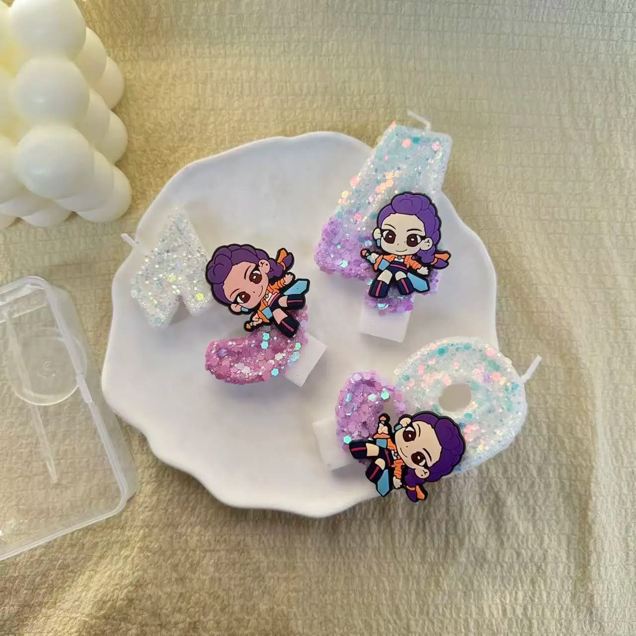 Witch Hunter Group Birthday Number Candle Holiday Cake Decoration Props Purple Glitter Creative Candle Party Supplies Theme Gift