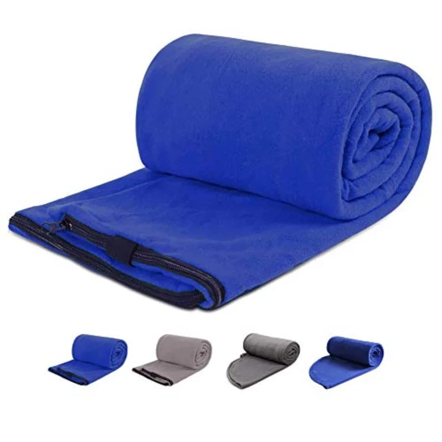 Sacco a pelo in pile per adulti, caldo o freddo, lungo 190 cm, con cerniera, coperta da campeggio per uso interno ed esterno