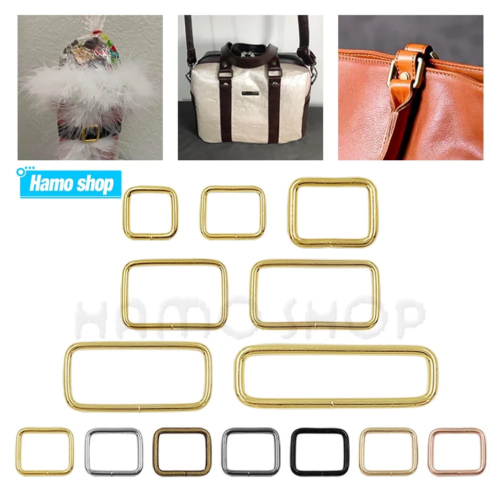 10/12pcs Metallo Rettangolo Regolabile Anello Quadrato Fibbia Chiusura Cursore Anello Della Cintura Per Zaino Borsa Della Cinghia Collare Animali Domestici Accessori FAI DA TE